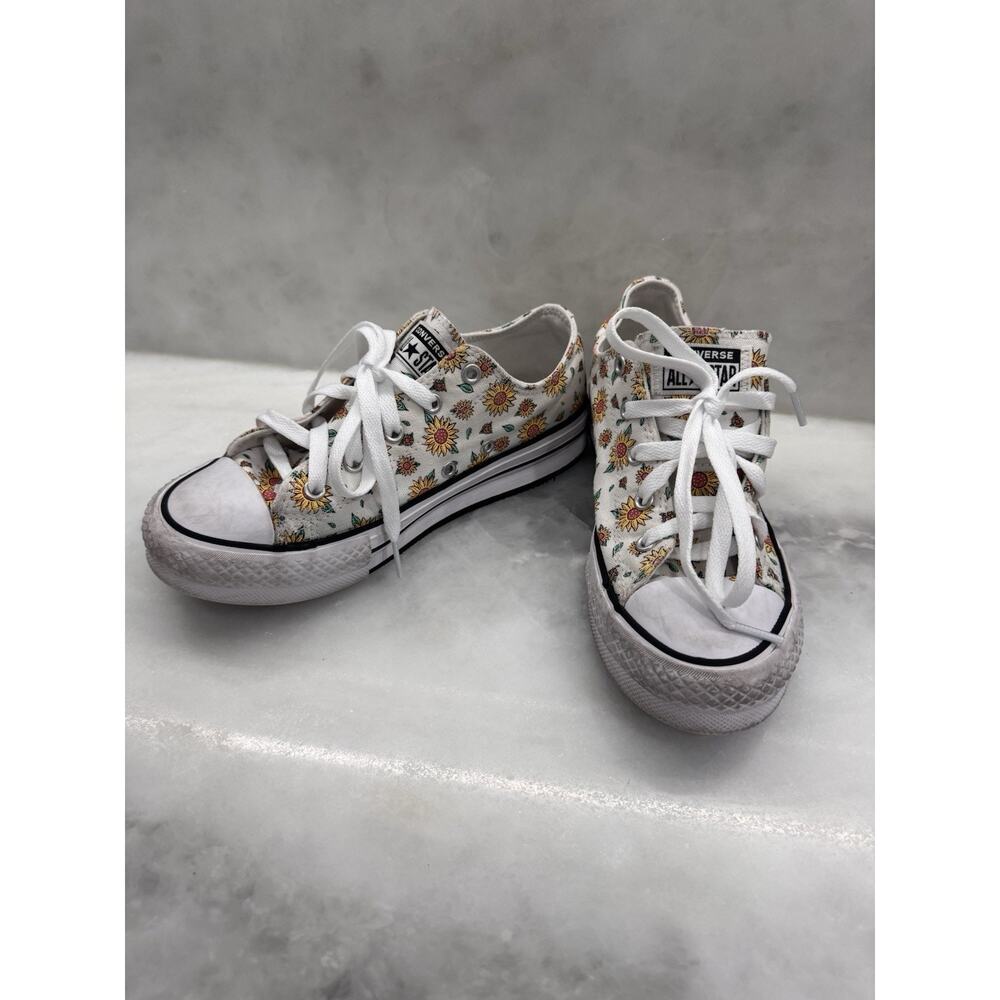 Converse Chuck Taylor All Star Floral Sunflower Low Top Sneakers Kids US 4